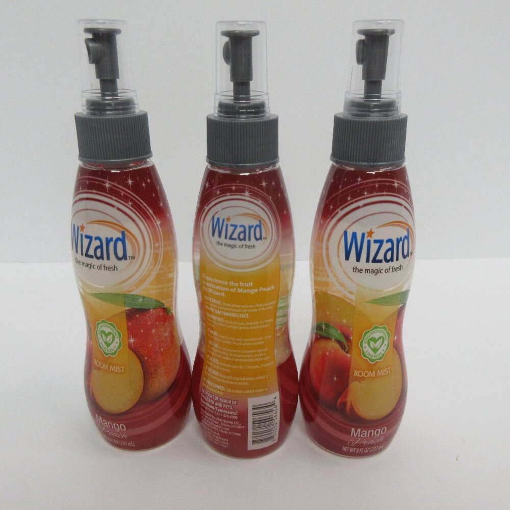Wizard MANGO PEACH Room Air Freshener Spray Odor Eliminator 8oz (3Pack) 8 OZ